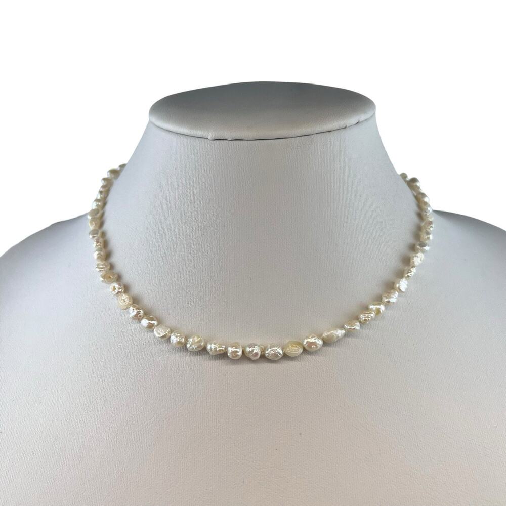 Vintage Rice Pearl 16.5" Necklace with 14K Gold Clasp